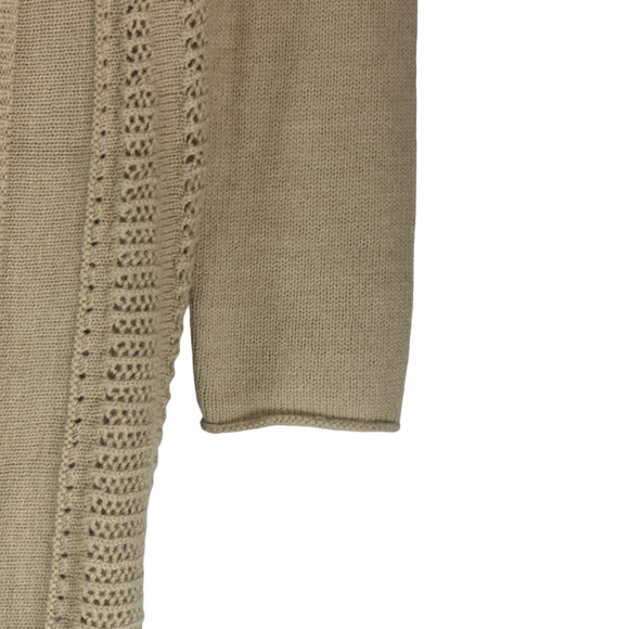 Cynthia Rowley Cardigan Sweater Womens M Brown Wool Blend Pretty Knit Long Boho - Picture 5 of 7